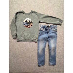 Garanimals Mountain Sweatshirt and Old Navy Skinny Jeans Toddler Boys Set 5T